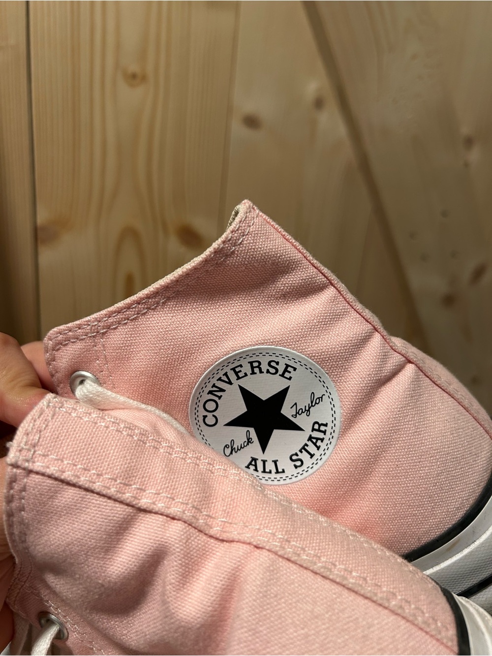 Converse Pink High-Top Canvas Sneakers with White Toe - Picture 5 of 7